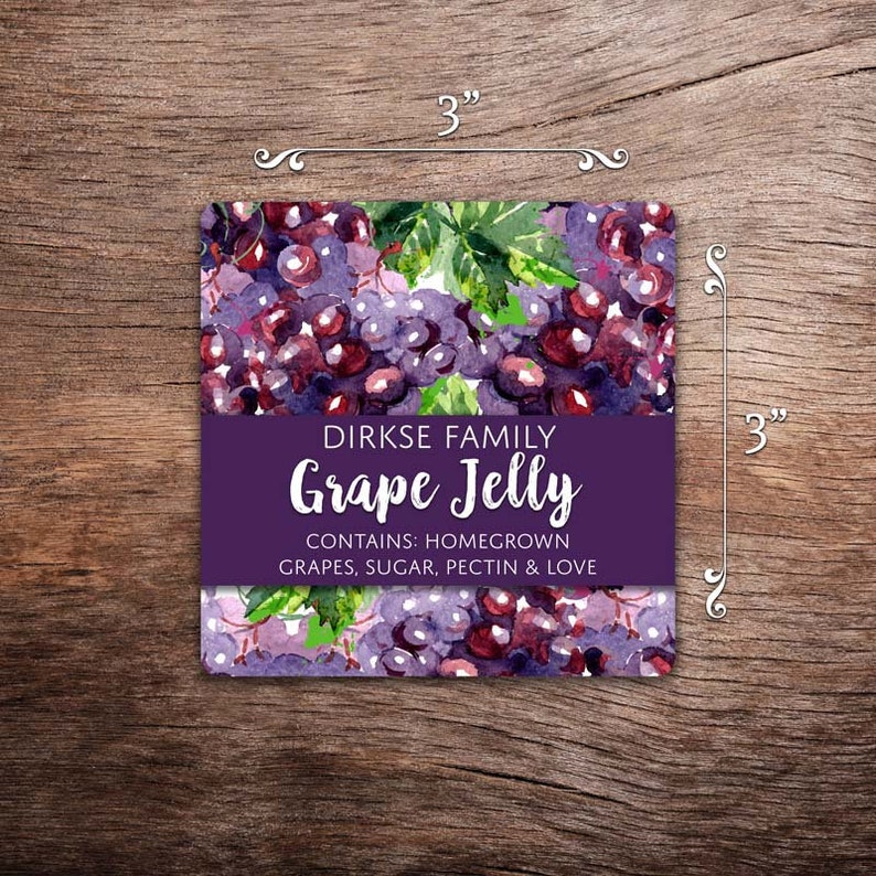 Customized Label Grape Jelly Grape Juice Watercolor Style | Etsy