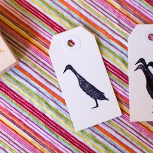 Runner Duck Stamp - Silhouette of an Indian Runner Duck - Red Rubber Stamp - Perfect for Custom Hangtags and Duck Egg Cartons