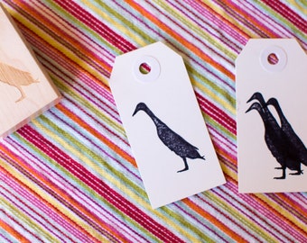 Runner Duck Stamp - Silhouette of an Indian Runner Duck - Red Rubber Stamp - Perfect for Custom Hangtags and Duck Egg Cartons