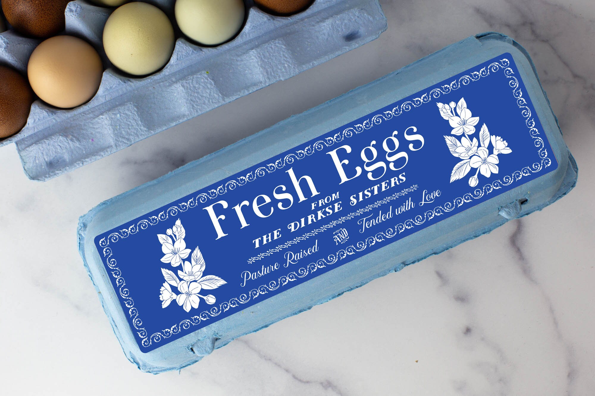 Custom Egg Carton Labels Antique Floral Design Fully Etsy