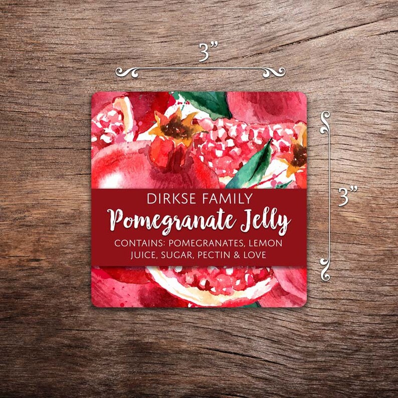 Customized Pomegranate Canning Label Pomegranate Jelly - Etsy