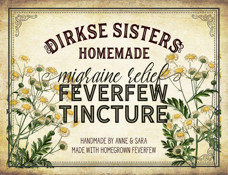 Customized Label Feverfew Extract, Feverfew Tincture, Label All Text is Customizable Horizontal 4.25 x 2.75 inches