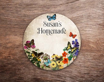 Personalized Write-In Labels - Vintage Butterfly Garden - All Text is Customizable