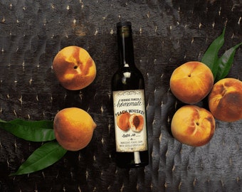 Customized Label - Peach Schnapps, Peach Liqueur, Peach Spirits, Peach Brandy, Peach Wine - Label for Homemade Liqueurs - Vintage Style