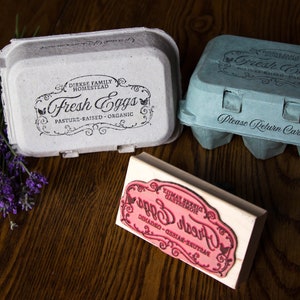 Customizable Egg Carton Stamp - Fresh Eggs - All Text is Customizable