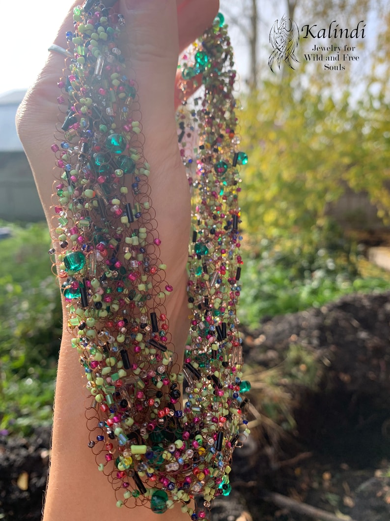 seed beaded necklace multicolor beaded necklace gift for women seed beaded jewelry air beaded necklace