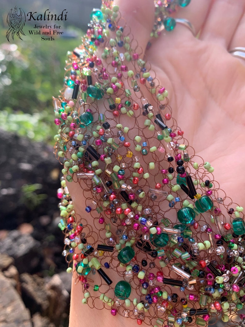 seed beaded necklace multicolor beaded necklace gift for women seed beaded jewelry air beaded necklace