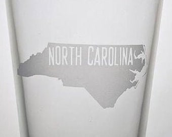 North Carolina - Glassware - Pint Glass - Wine - NC - State Outline - Personalized - Customized - Gift Ideas