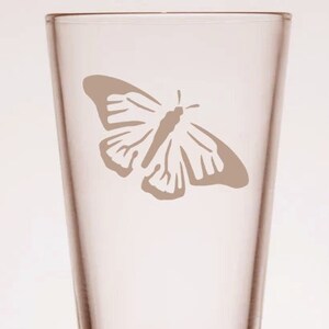 Butterfly - Engraved Glassware - Pint - Pilsner - Customized - Personalized - Your Name
