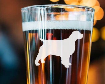 Springer Spaniel - Dog - Engraved Glassware - Pint - Pilsner - Customized - Personalized - Your Name