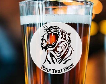 Tiger - Big Cat - Chinese New Year - Engraved Glassware - Pint - Pilsner - Customized - Personalized - Your Name