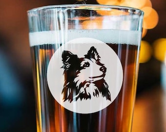 Shetland Sheepdog - Sheltie - Dog - Engraved Glassware - Pint - Pilsner - Customized - Personalized - Your Name