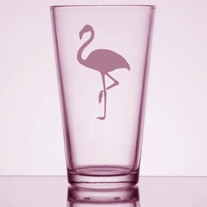 Flamingo - Bird - Engraved Glassware - Pint - Pilsner - Customized - Personalized - Your Name