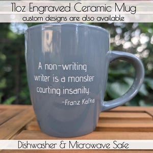Custom Mug - Engraved - Your Design Here - Personalized - Ceramic - Grey Mug