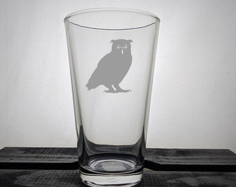 Owl Glass, Silhouette, Engraved, Etched, Customized, Personalized, Your Name