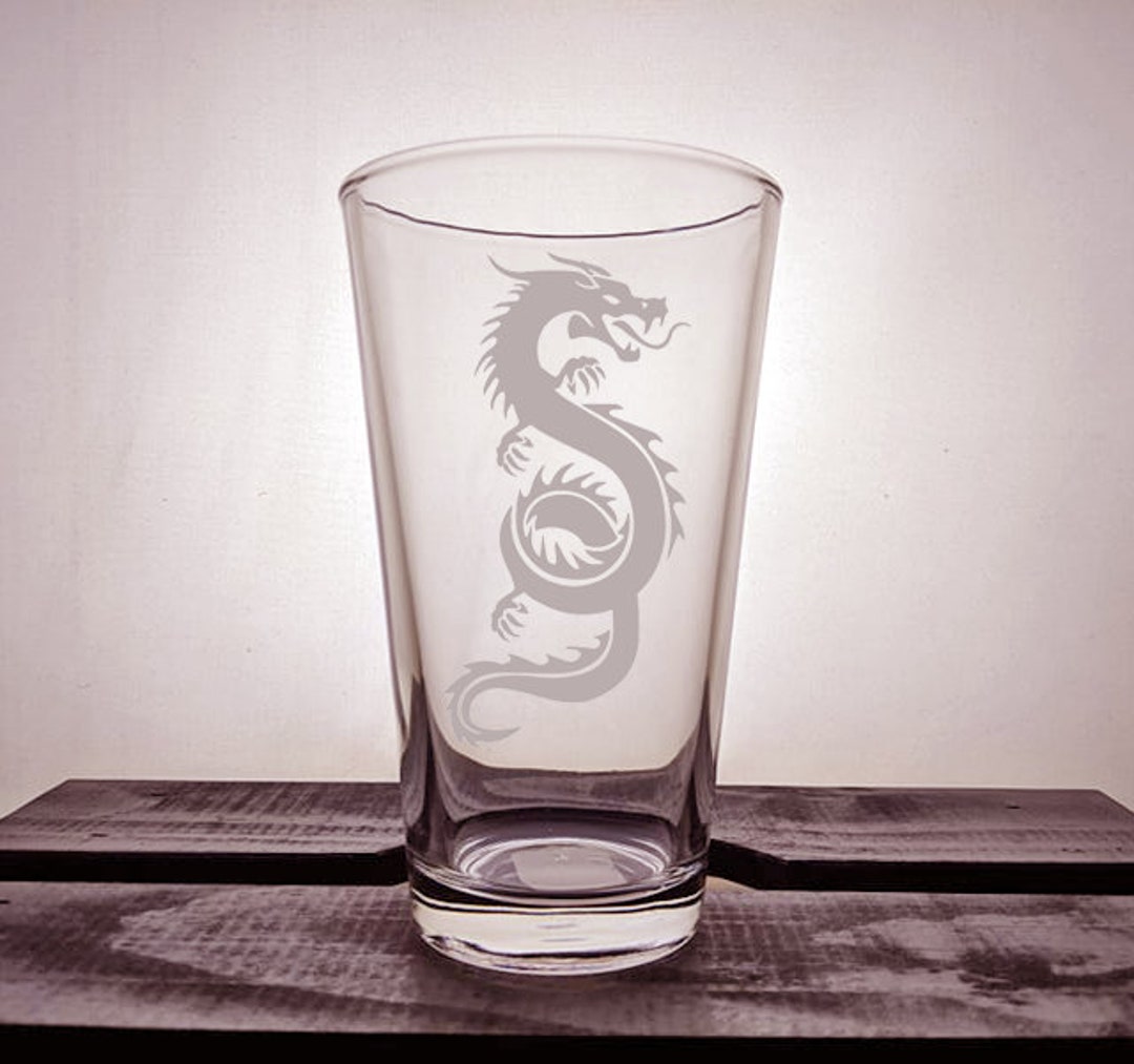Dragon Glass Chinese Dragon Engraved Personalized Customized Custom