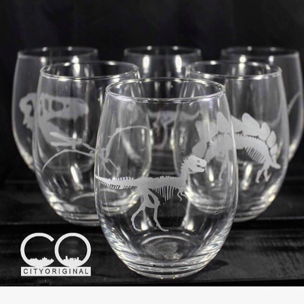 Dinosaur Glassware Set Etsy