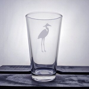 Blue Heron - Outdoors - Bird Glass - Pint - Pilsner - Wine - Customized - Personalized - Personal - Custom - Your Name - Gift Ideas