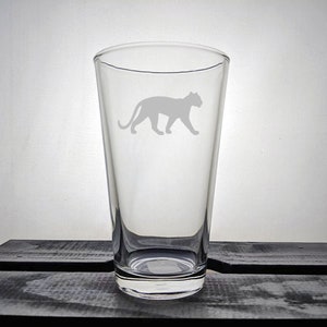Panther Glass - Personalized Pint - Pilsner - Jungle Animal - Big Kitty - Cat Glass - Etched - Engraved - Customized - Your Name