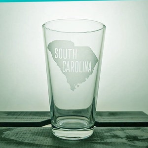 South Carolina Glass - SC Glassware - State Outline - Engraved - Personalized - Customized - Gift Ideas