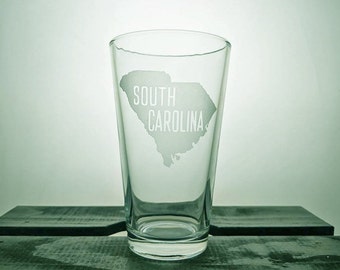 South Carolina Glass - SC Glassware - State Outline - Engraved - Personalized - Customized - Gift Ideas