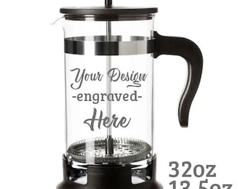 French Press - Personalized - Coffee Maker - Etched - Your Design - Corporate - Company Gift - Gift Ideas - Engraved - Gifts for Her