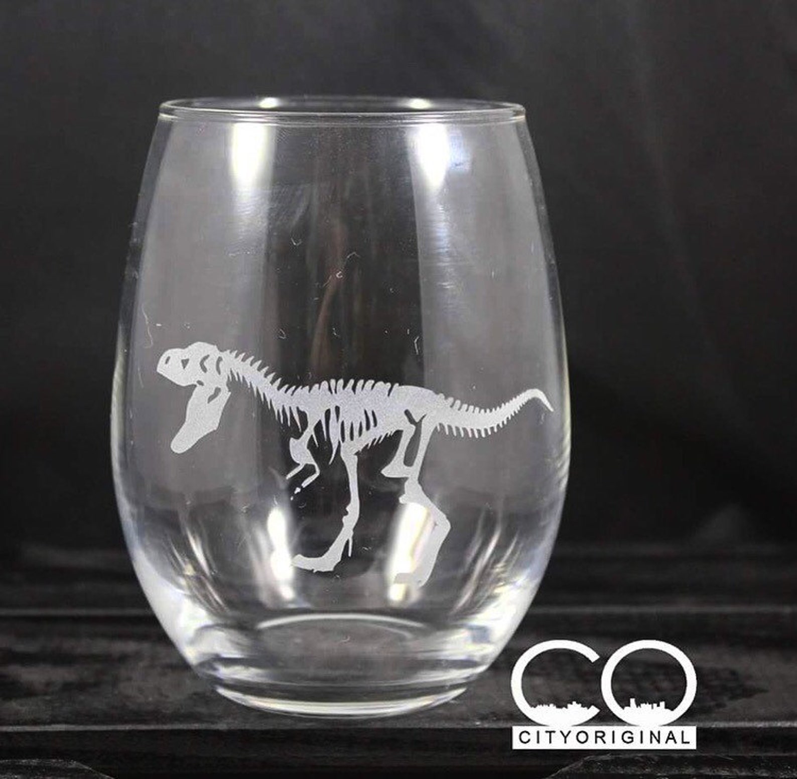 Dinosaur Wine Glass Set Dino Glassware Trex Stegosaurus | Etsy