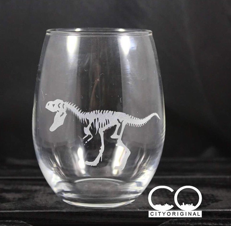 Dinosaur Wine Glass Set Dino Glassware Trex Stegosaurus | Etsy