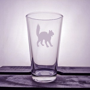Cat Glass - Pint - Pilsner - Feline Glassware - Your Name - Personalized - Customized - Personal - Custom - Animal Lover - Scared Kitty