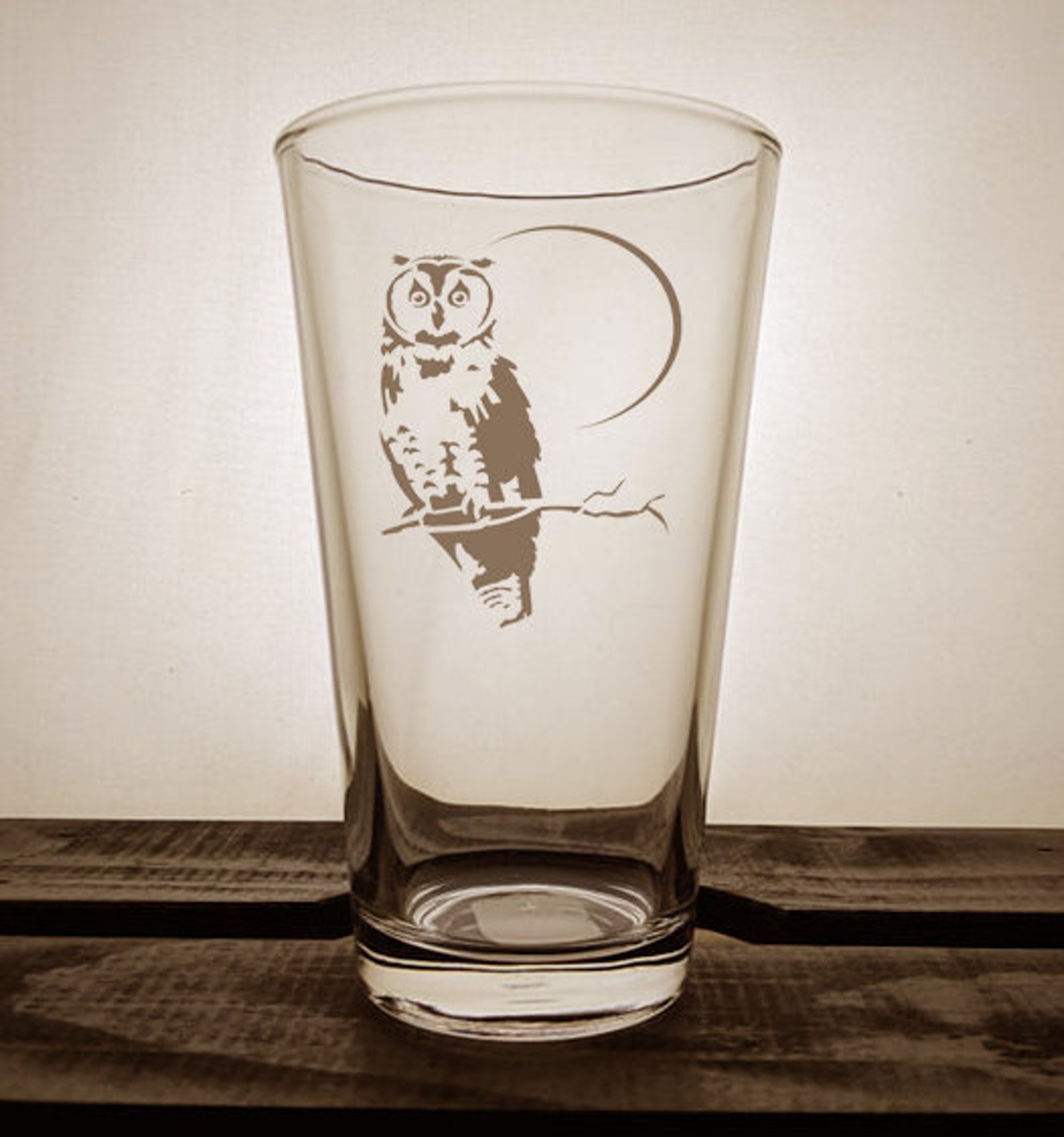 Owl Glass Bird Glassware Etched Engraved Halloween Etsy