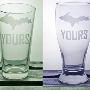 Upper Peninsula - Up Yours Glass - Yooper Glassware - Pure Michigan - UP - Humor - Wine Glass - Pint - Pilsner - Gift ideas