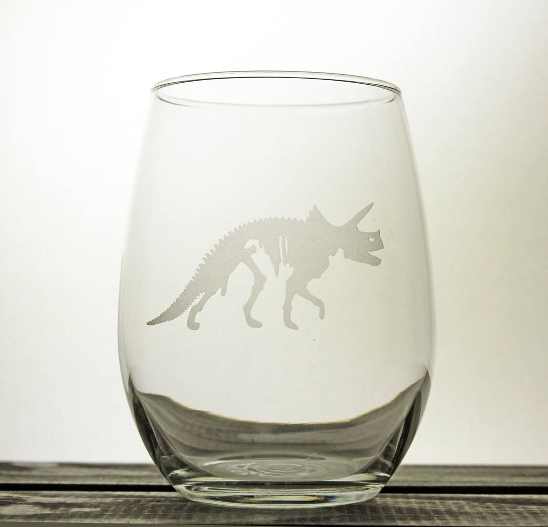Triceratops Glass Wine Glass Dinosaur Glassware Gift Etsy