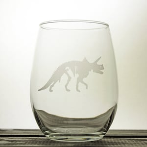 Triceratops Glass - Wine Glass - Dinosaur Glassware - Gift Ideas - Gifts for Him - Gifts for Her - Dino Lover