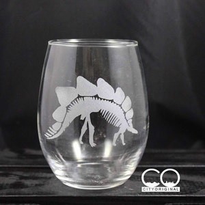 Dinosaur Wine Glass Set Dino Glassware Trex Stegosaurus Velociraptor