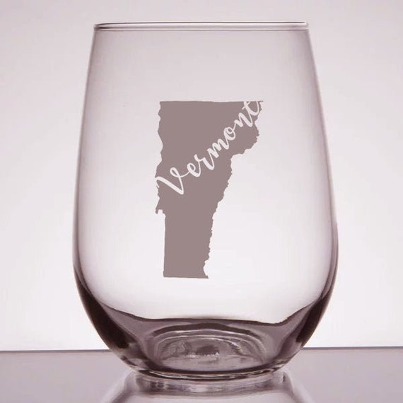 Vermont Glass Vt Outline State Silhouette Personalized Etsy