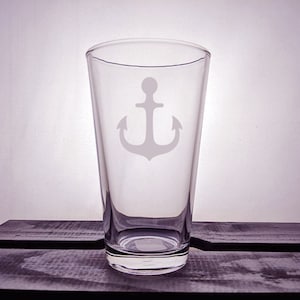 Anchor Glassware - Nautical - Ship - Wine Glass - Pint - Pilsner - Engraved - Customized - Personalized - Gifts for Him - Sailor - Captain