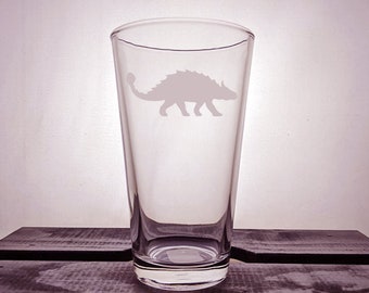 Ankylosaurus Glass - Pint - Pilsner - Dinosaur Glassware - Dino - Paleontologist - Engraved - Customized - Personalized - Gift Ideas