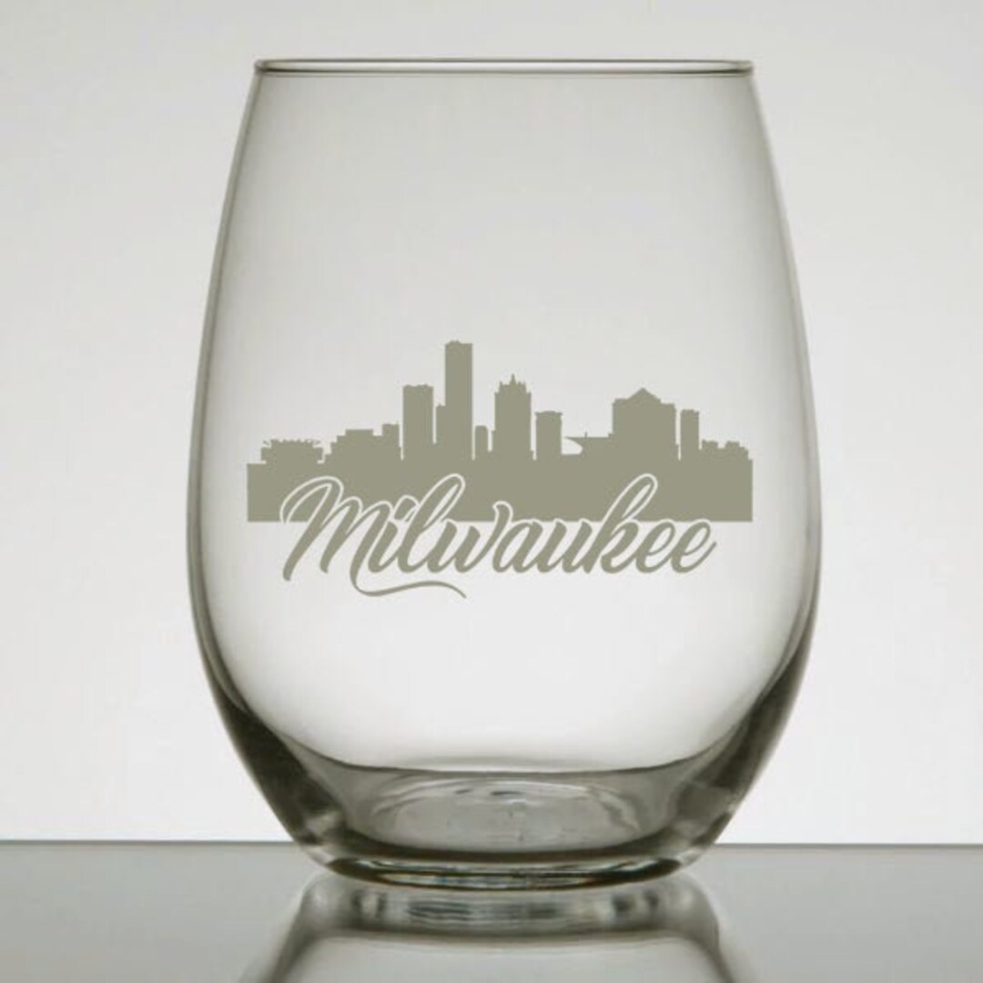 Milwaukee Glass Skyline Glassware Skyline Cityscape Etsy