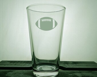 Football Glass, Sports, Silhouette, Engraved, Etched, Personalized, Customized