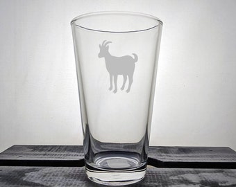 Goat Glass - Silhouette - Farm Animal - Engraved - Etched - Personalized - Customized - Gift Ideas - Pint - Pilsner