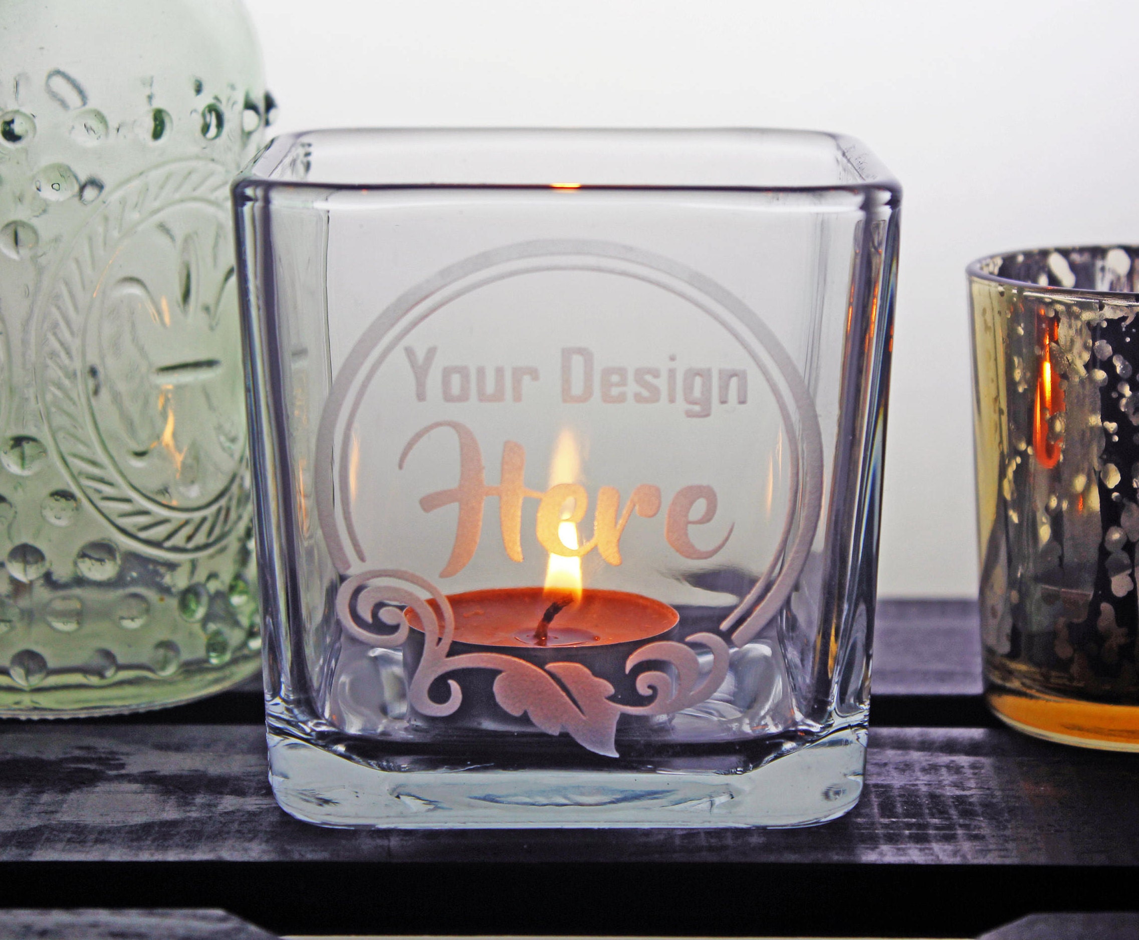 Custom Candle Holder Customized Glass Square Holder Your Etsy