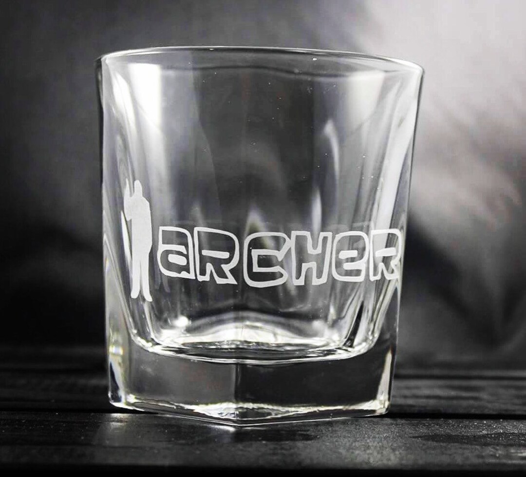 Fishner Glass Etched Archer Glass - Pint Glass - Pilsner Glass - Weisner Glass ...