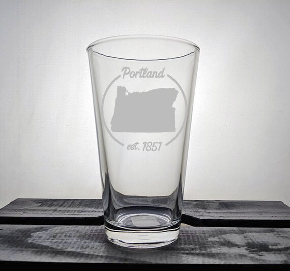 Portland Glassware Oregon Silhouette Engraved Pint Glass Etsy
