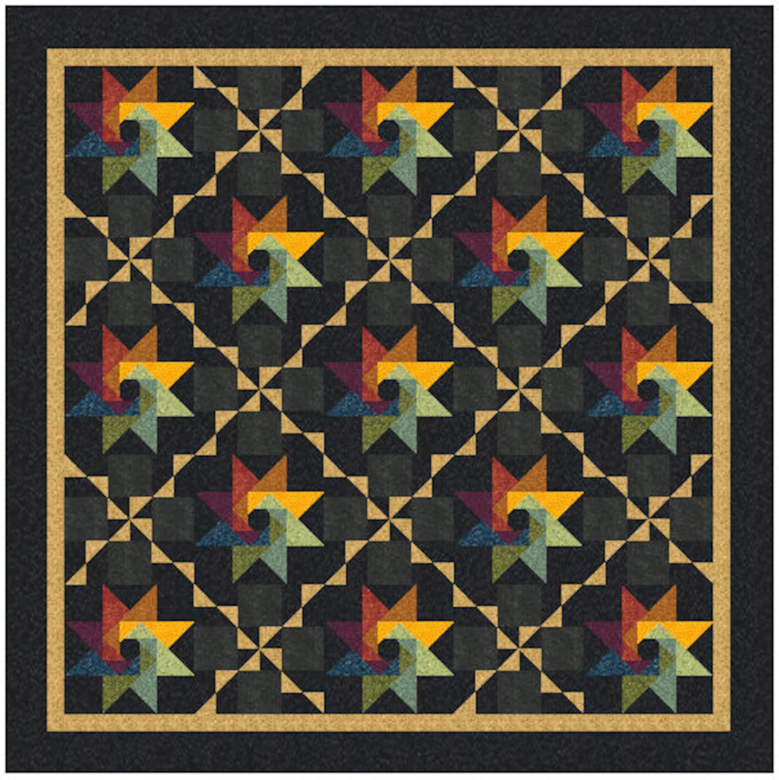 Twisted Star Quilt Pattern Etsy