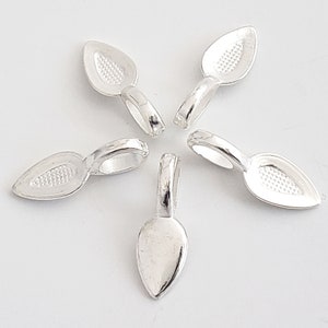 Glue On Bails -Medium- Qty 10 - Bright Silver Color Pendant Bails - Alloy - Ships from WI, USA (348-BS)