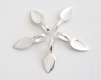 Glue On Bails -Medium- Qty 10 - Bright Silver Color Pendant Bails - Alloy - Ships from WI, USA (348-BS)