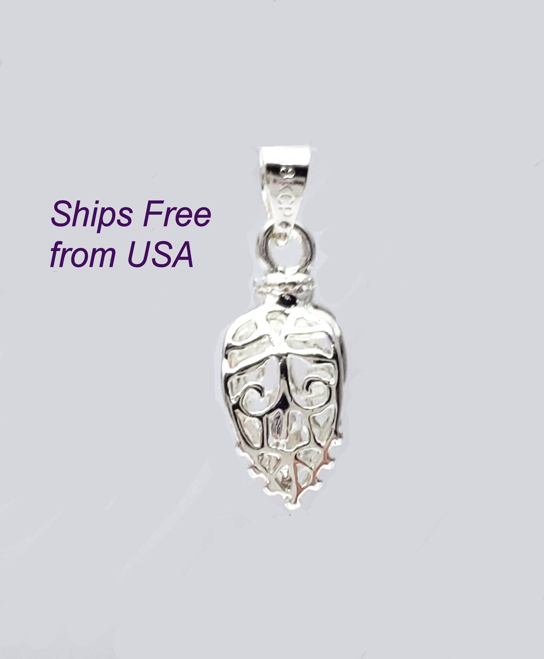 Pinch Bails qty 515 Bright Silver Large Filigree Pendant Bail Findings for Jewelry Making