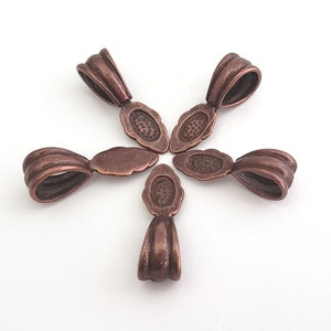 Glue On Bails (Pkg of 5-15) Copper Colored Fancy Pendant Bails - Ships from WI, USA (185-C)