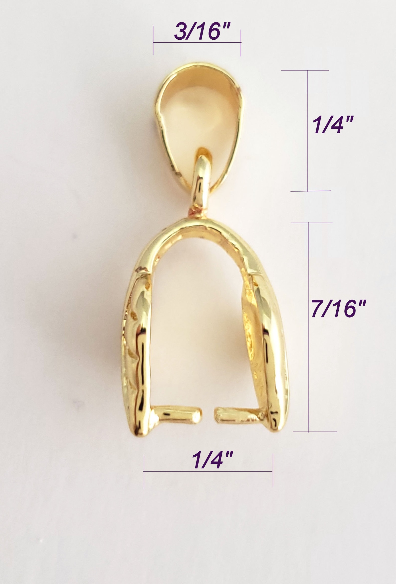 Pinch Bails Pkg of 5 or 10 Light Gold Pendant Bail Large Etsy