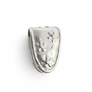Antique Silver Pinch Bail: Shield with Flowers, Jewelry Making (Pkg of 5-15) 679-AS